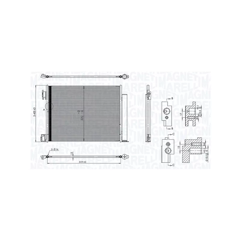 Condenseur, climatisation MAGNETI MARELLI 350203101500