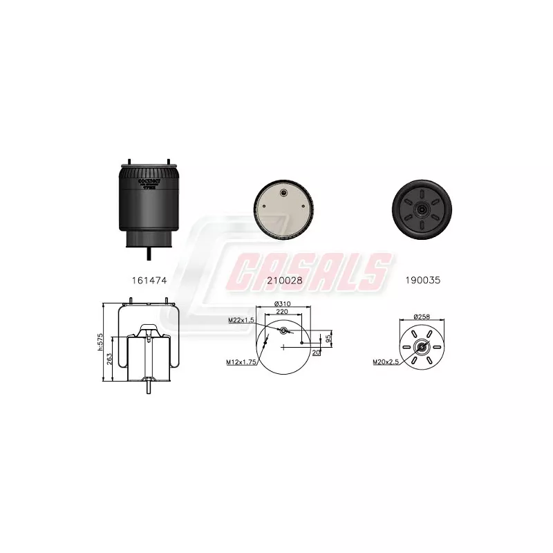 Ressort pneumatique, suspension pneumatique CASALS B2819