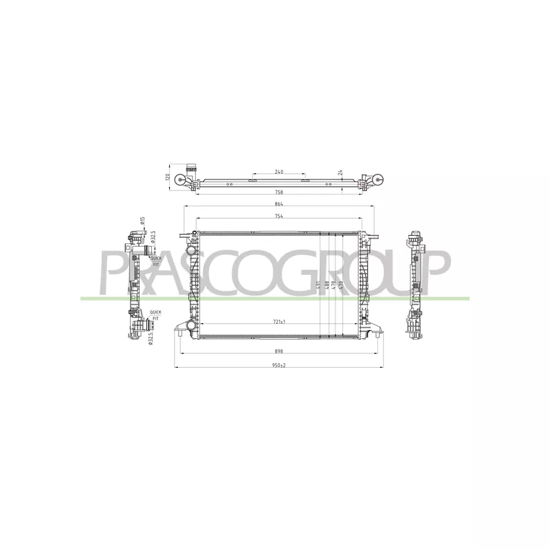 Radiateur, refroidissement du moteur PRASCO AD026R005