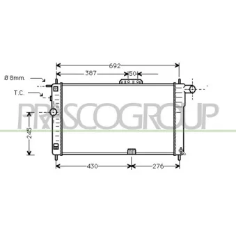 Radiateur, refroidissement du moteur PRASCO DW001R001