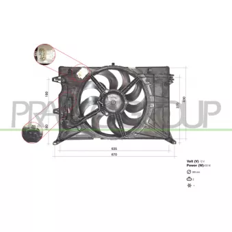 Ventilateur, refroidissement du moteur PRASCO FT060F001