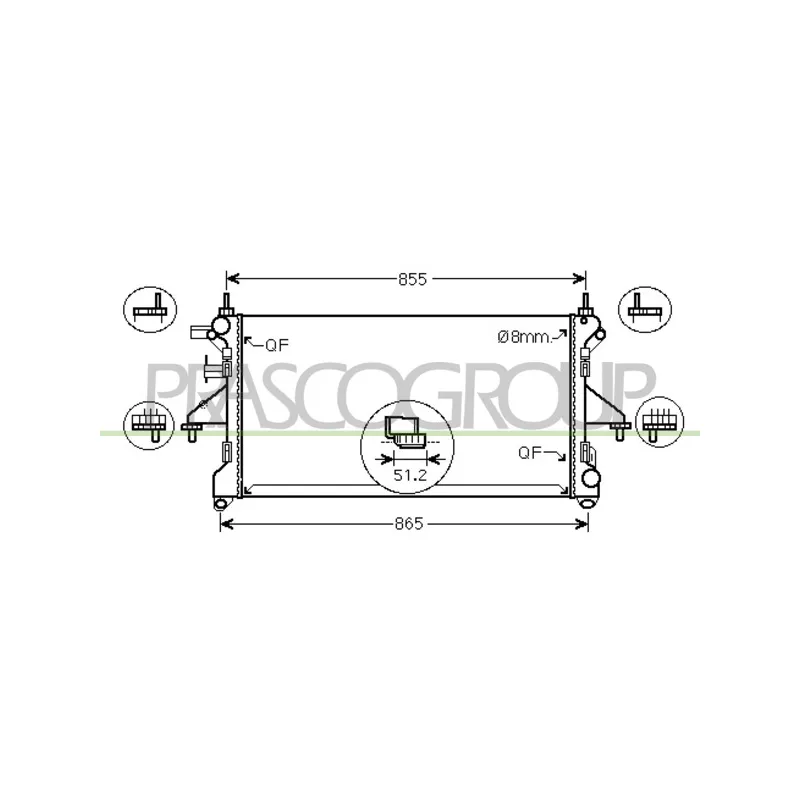 Radiateur, refroidissement du moteur PRASCO FT930R001