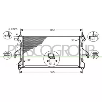Radiateur, refroidissement du moteur PRASCO FT930R008