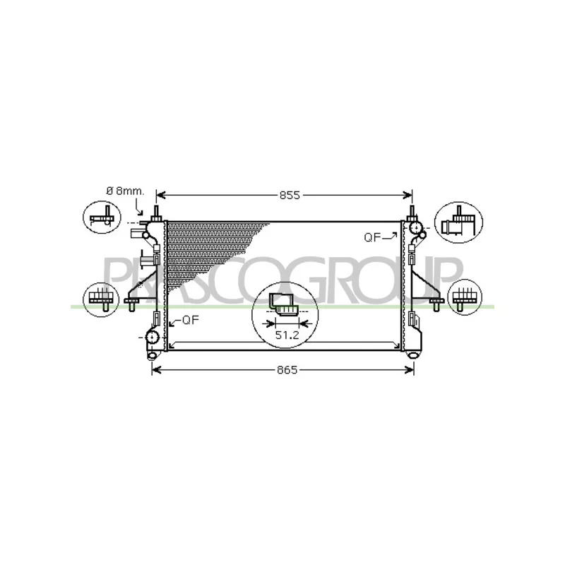Radiateur, refroidissement du moteur PRASCO FT930R008