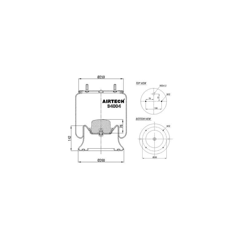 Ressort pneumatique, suspension pneumatique C.E.I. 262.050