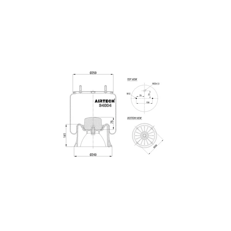 Ressort pneumatique, suspension pneumatique C.E.I. 262.522