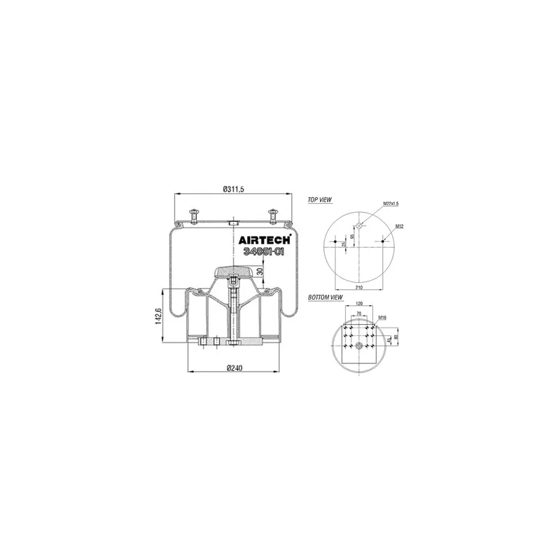 Ressort pneumatique, suspension pneumatique C.E.I. 262.532
