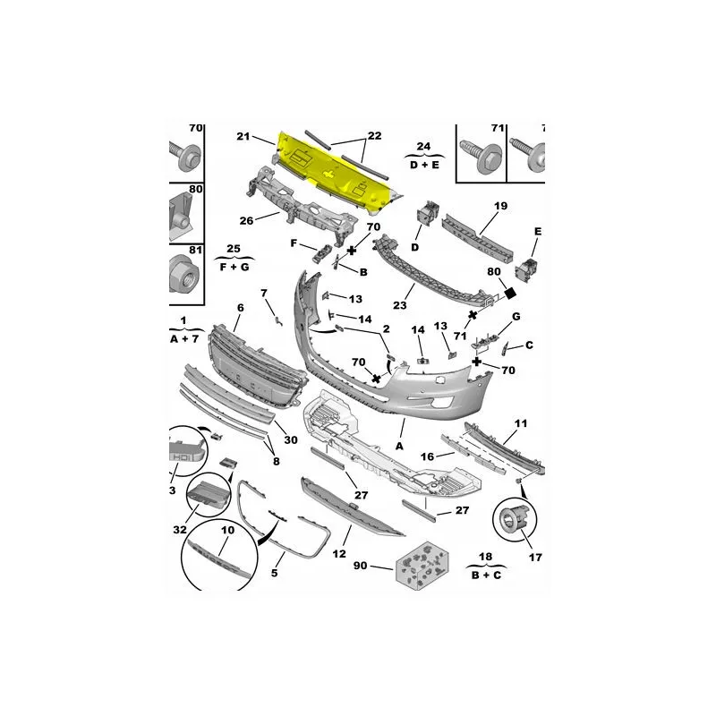 Suspension, grille de radiateur OE 7416Z8