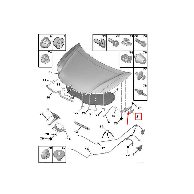 Charnière, capot OE 791279