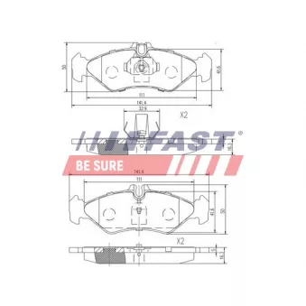 Jeu de 4 plaquettes de frein arrière FAST FT29017