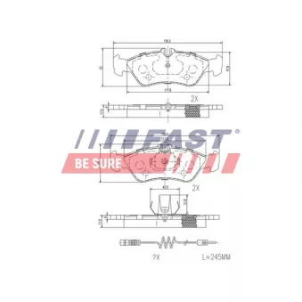 Jeu de 4 plaquettes de frein arrière FAST FT29018
