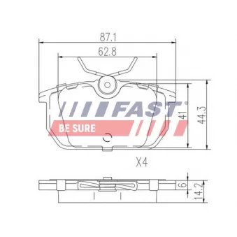 Jeu de 4 plaquettes de frein arrière FAST FT29035