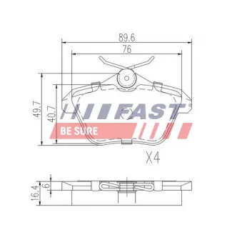 Jeu de 4 plaquettes de frein arrière FAST FT29040