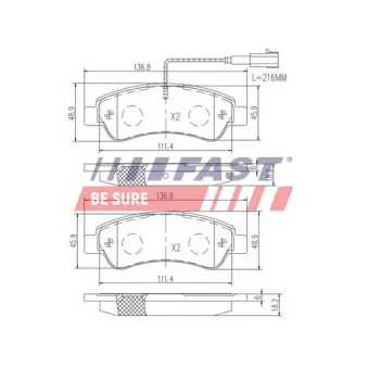 Jeu de 4 plaquettes de frein arrière FAST FT29098