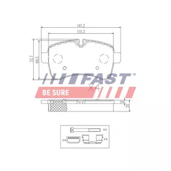Jeu de 4 plaquettes de frein arrière FAST FT29136