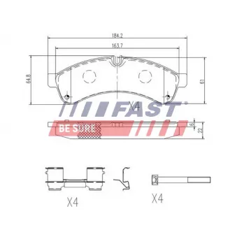 Jeu de 4 plaquettes de frein arrière FAST FT29153