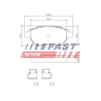 Jeu de 4 plaquettes de frein avant FAST FT29156