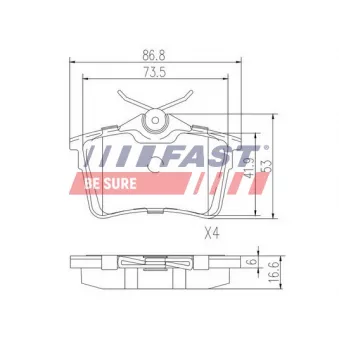 Jeu de 4 plaquettes de frein arrière FAST FT29515