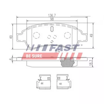 Jeu de 4 plaquettes de frein avant FAST FT29518