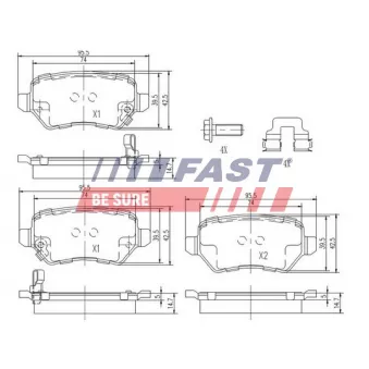 Jeu de 4 plaquettes de frein arrière FAST FT29524