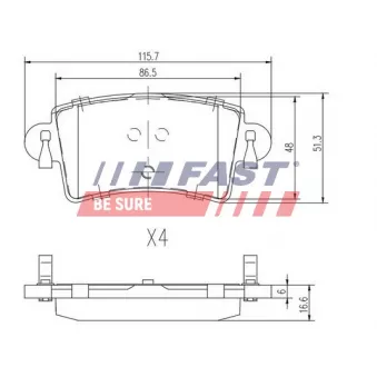 Jeu de 4 plaquettes de frein arrière FAST FT29541