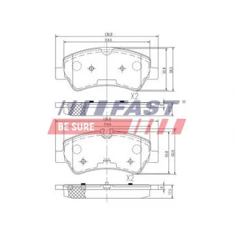Jeu de 4 plaquettes de frein arrière FAST FT29545