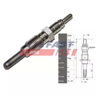 Bougie de préchauffage FAST FT82728