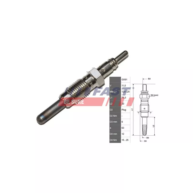 Bougie de préchauffage FAST FT82728