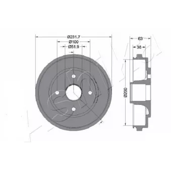 Tambour de frein ASHIKA 56-00-0401C