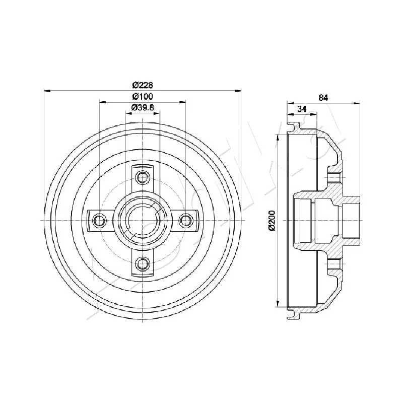 Tambour de frein ASHIKA 56-00-0407