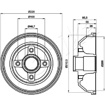 Tambour de frein ASHIKA 56-00-0408