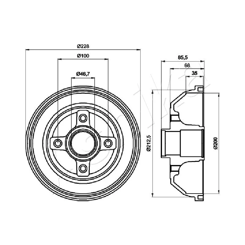 Tambour de frein ASHIKA 56-00-0408