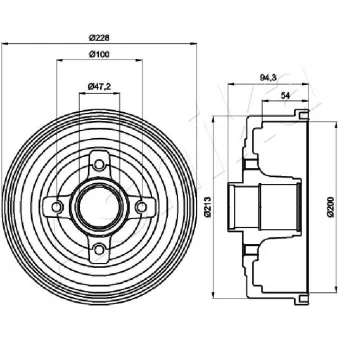 Tambour de frein ASHIKA 56-00-0412