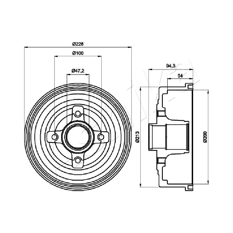Tambour de frein ASHIKA 56-00-0412
