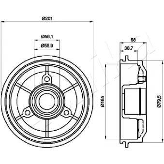 Tambour de frein ASHIKA 56-00-0607