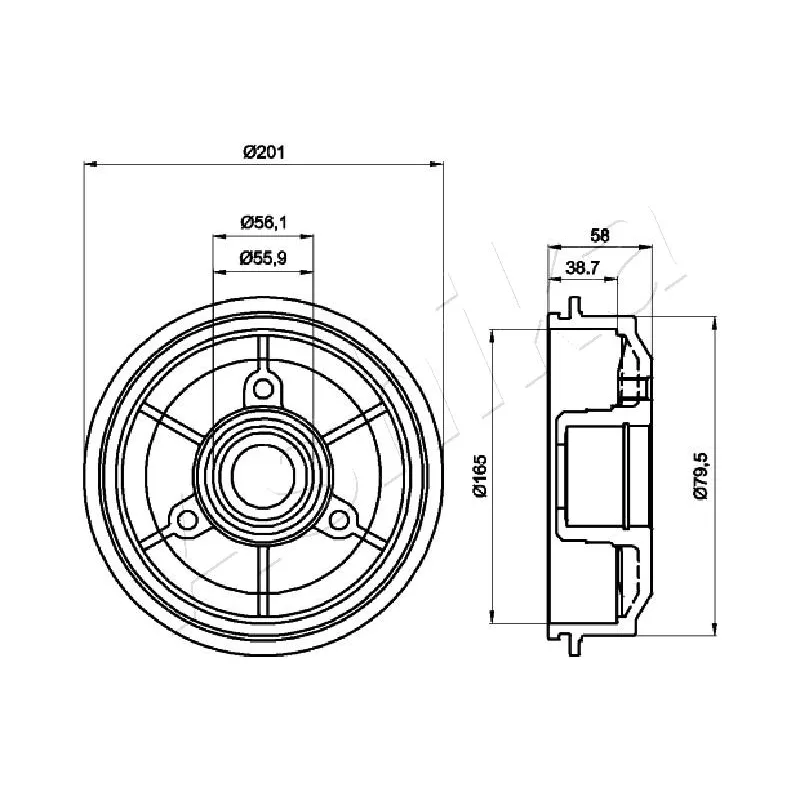 Tambour de frein ASHIKA 56-00-0607