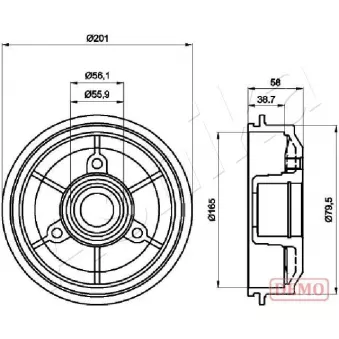 Tambour de frein ASHIKA 56-00-0607C