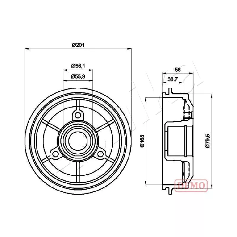 Tambour de frein ASHIKA 56-00-0607C