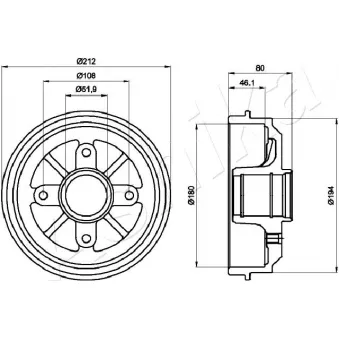 Tambour de frein ASHIKA 56-00-0608