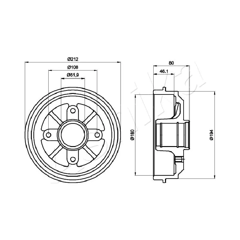 Tambour de frein ASHIKA 56-00-0608