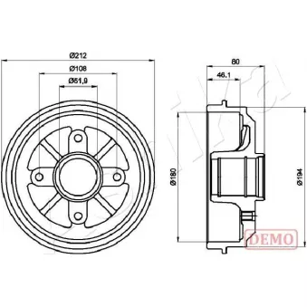 Tambour de frein ASHIKA 56-00-0608C