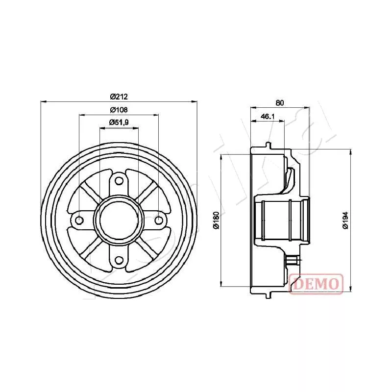 Tambour de frein ASHIKA 56-00-0608C