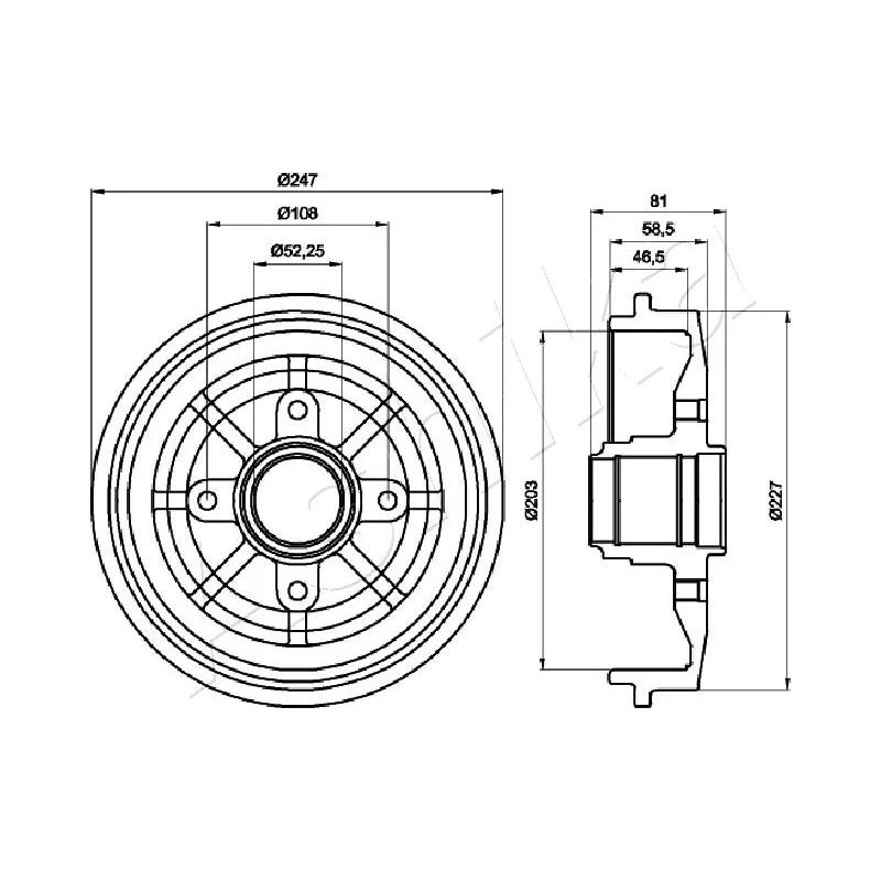 Tambour de frein ASHIKA 56-00-0609