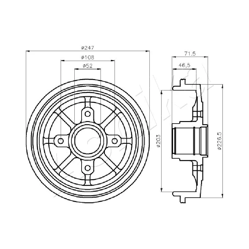Tambour de frein ASHIKA 56-00-0610