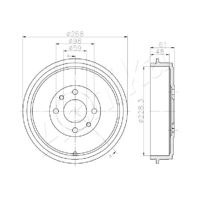 Tambour de frein ASHIKA 56-00-0613