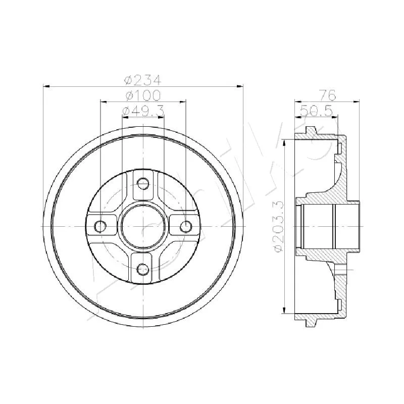Tambour de frein ASHIKA 56-00-0710