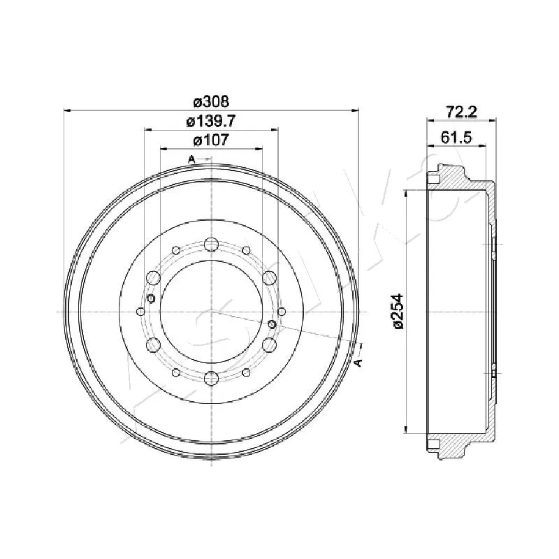 Tambour de frein ASHIKA 56-02-225