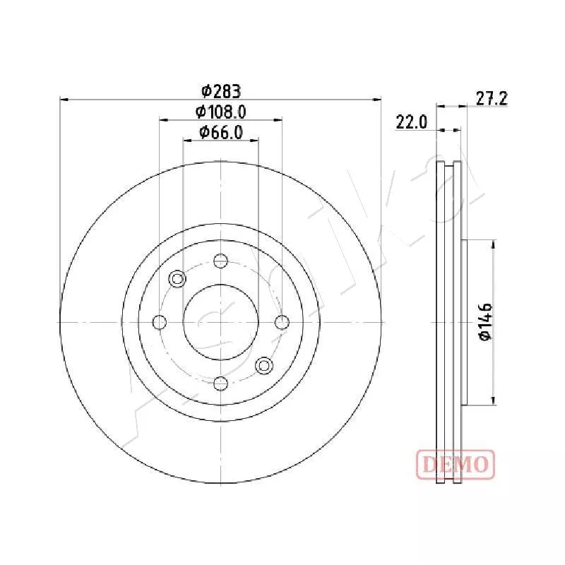 Jeu de 2 disques de frein avant ASHIKA 60-00-0626C