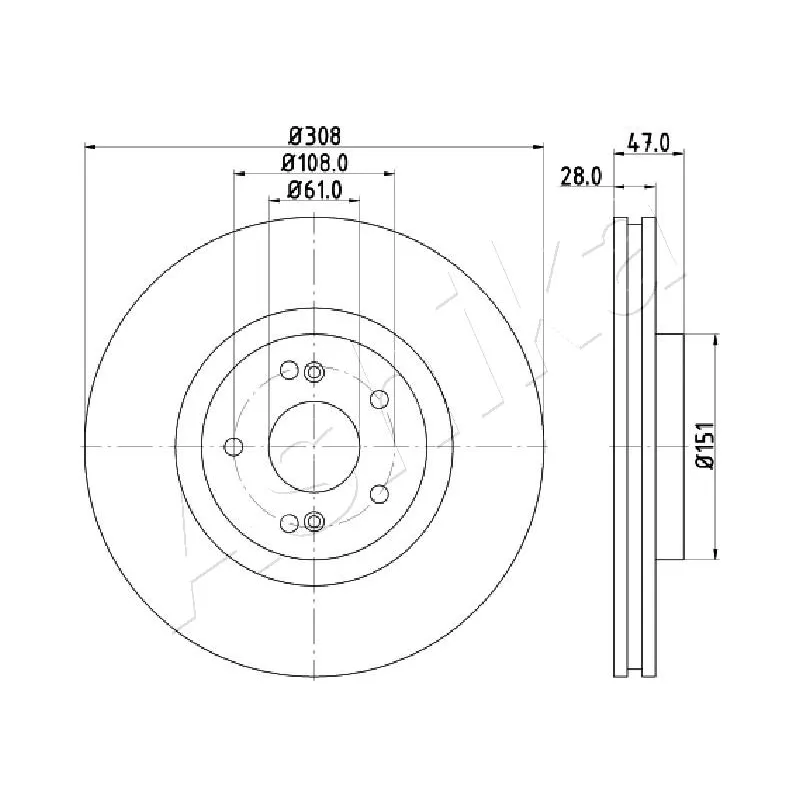 Jeu de 2 disques de frein avant ASHIKA 60-00-0703
