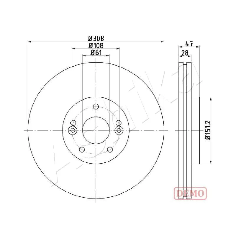 Jeu de 2 disques de frein avant ASHIKA 60-00-0713C